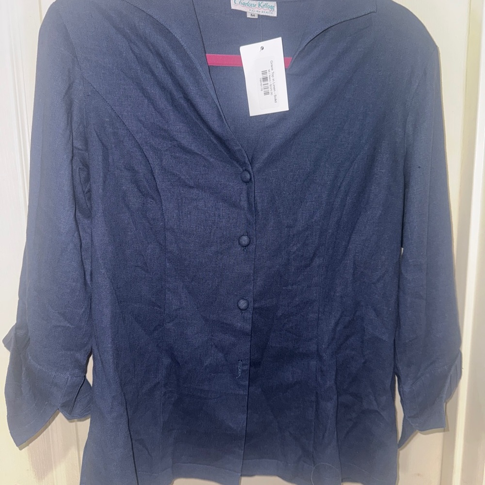 Valerie Stevens Navy Button-Up Blouse